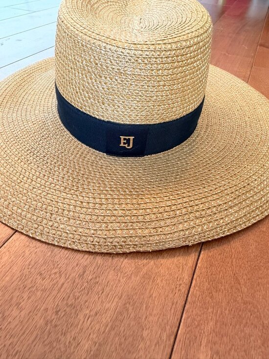 Eric Javits Daphne Wide Brim Sun Hat Natural Black UPF 50+ NWT main image 7